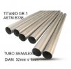 Titanium seamless Gr.1 TUBE AISI Tig GPR TU.T.4 Brushed Stainless steel L.100cm D.52mm x 1mm